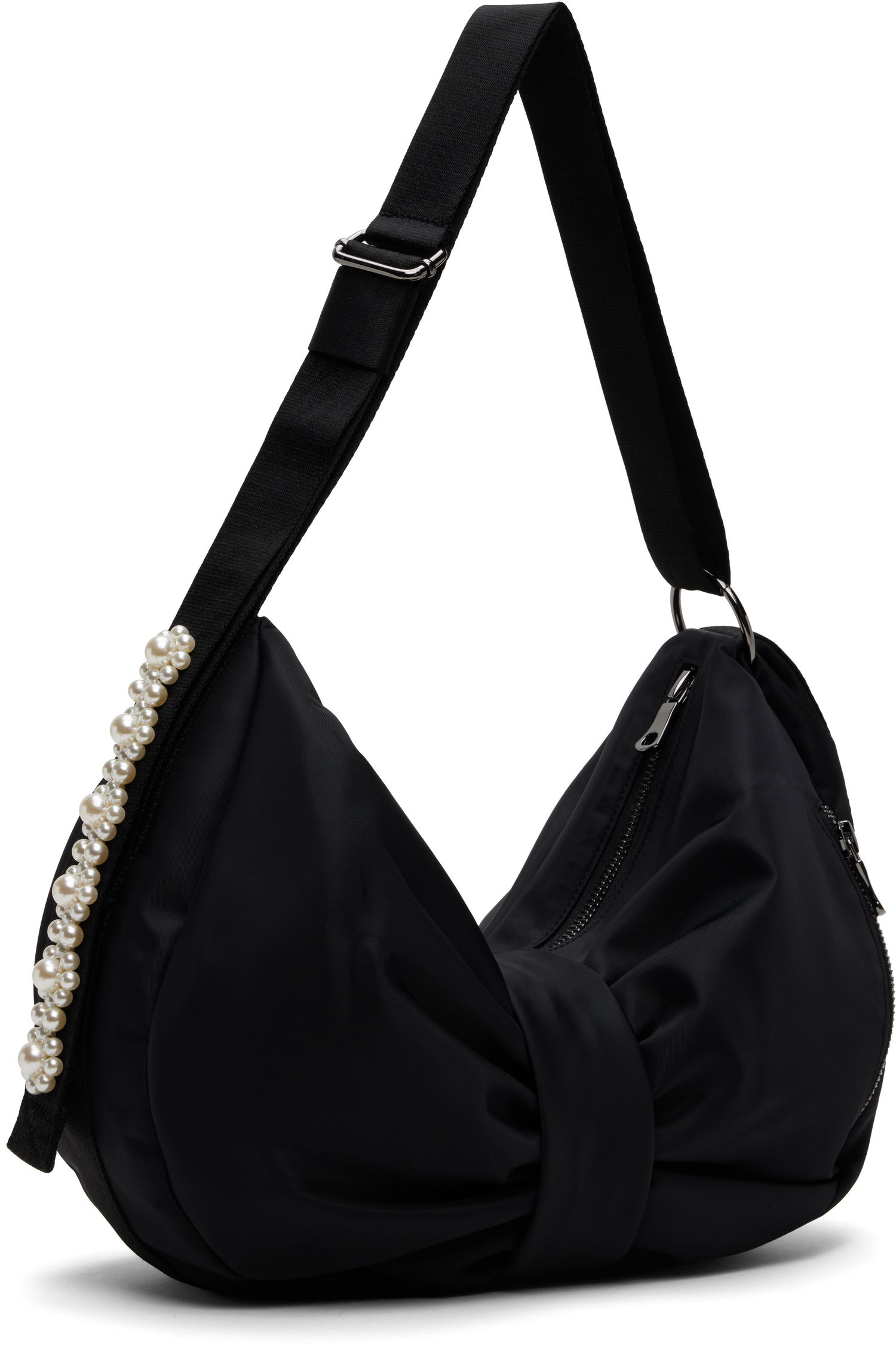 Чанта през рамо Simone Rocha Simone Rocha Pearl-Embellished Sling Bow Bag Черно | BAG199B 0761, 1