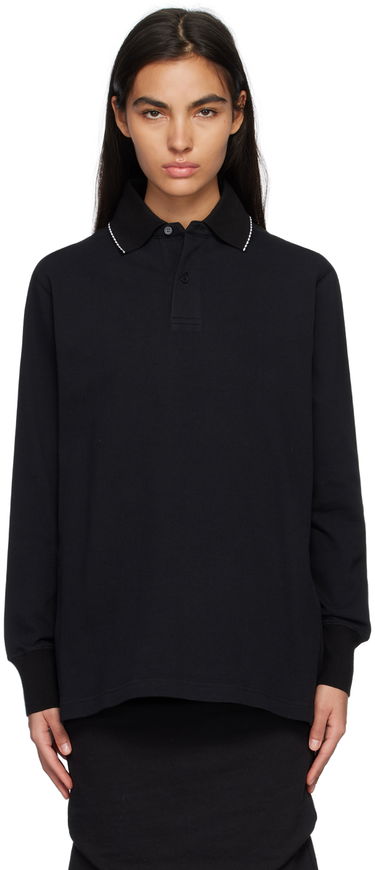Поло тениска We11done We11done Scalloped Edge Long Sleeve Polo Черно | WD-TT1-23-819-U-BK, 0