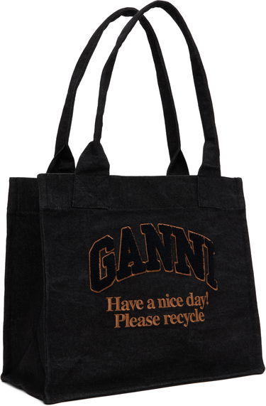 Голяма пазарска чанта GANNI GANNI Large Denim Tote Черно | A6583, 4