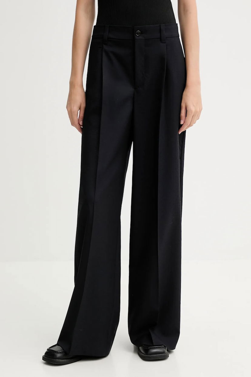 Панталони KENZO Kenzo High Waist Wide Leg Wool Trousers Черно | FF62PA1099ID