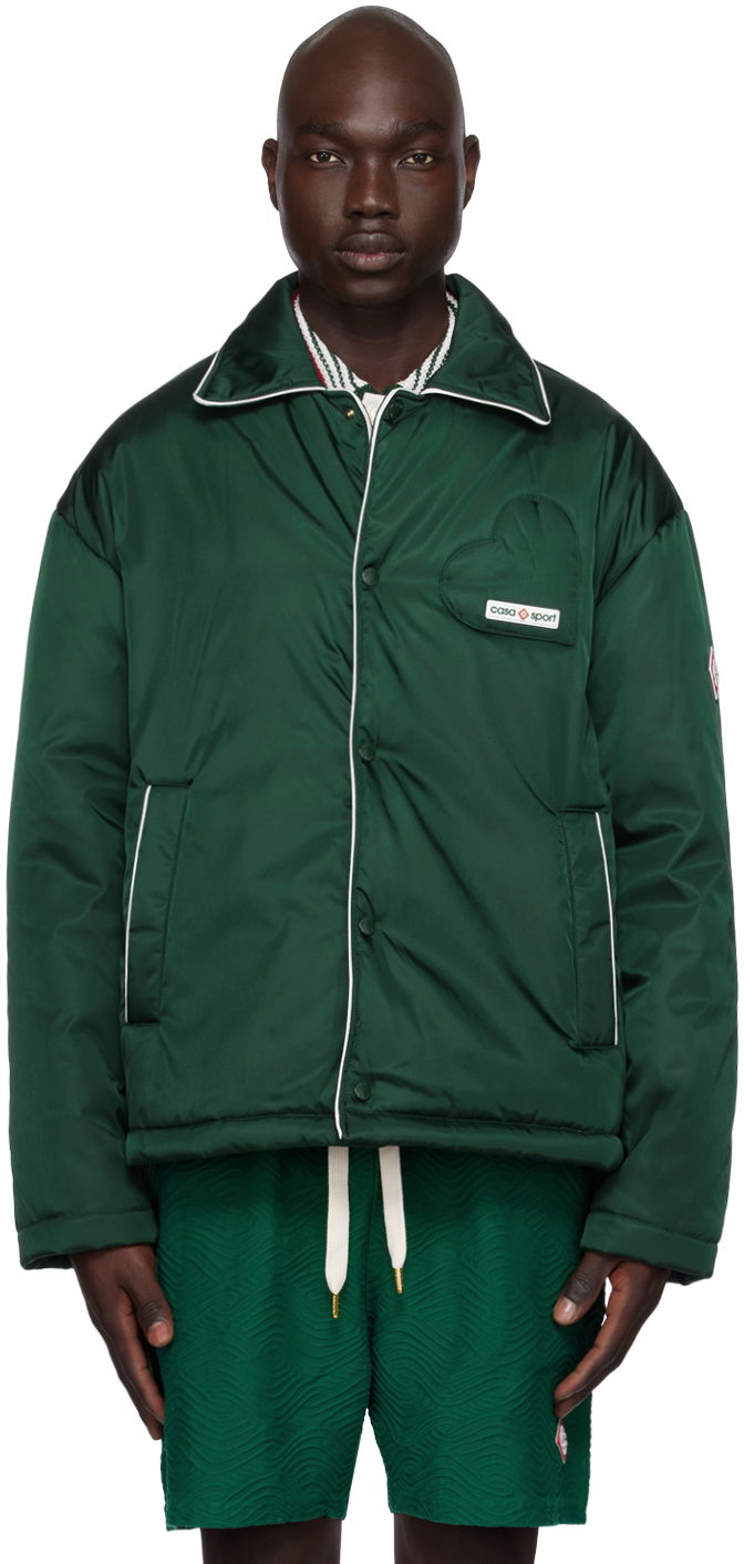 Пухо яке Casablanca Padded Coach Jacket Зелено | MF23-OT-074-01 NYLON GREEN