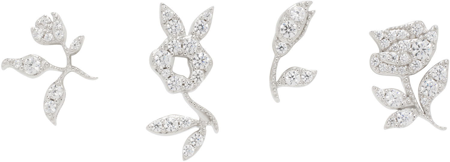 Обеци SHUSHU/TONG SHUSHU/TONG YVMIN Edition Floral Gemstone Earring Set Металик | 25632SLV00NN, 0