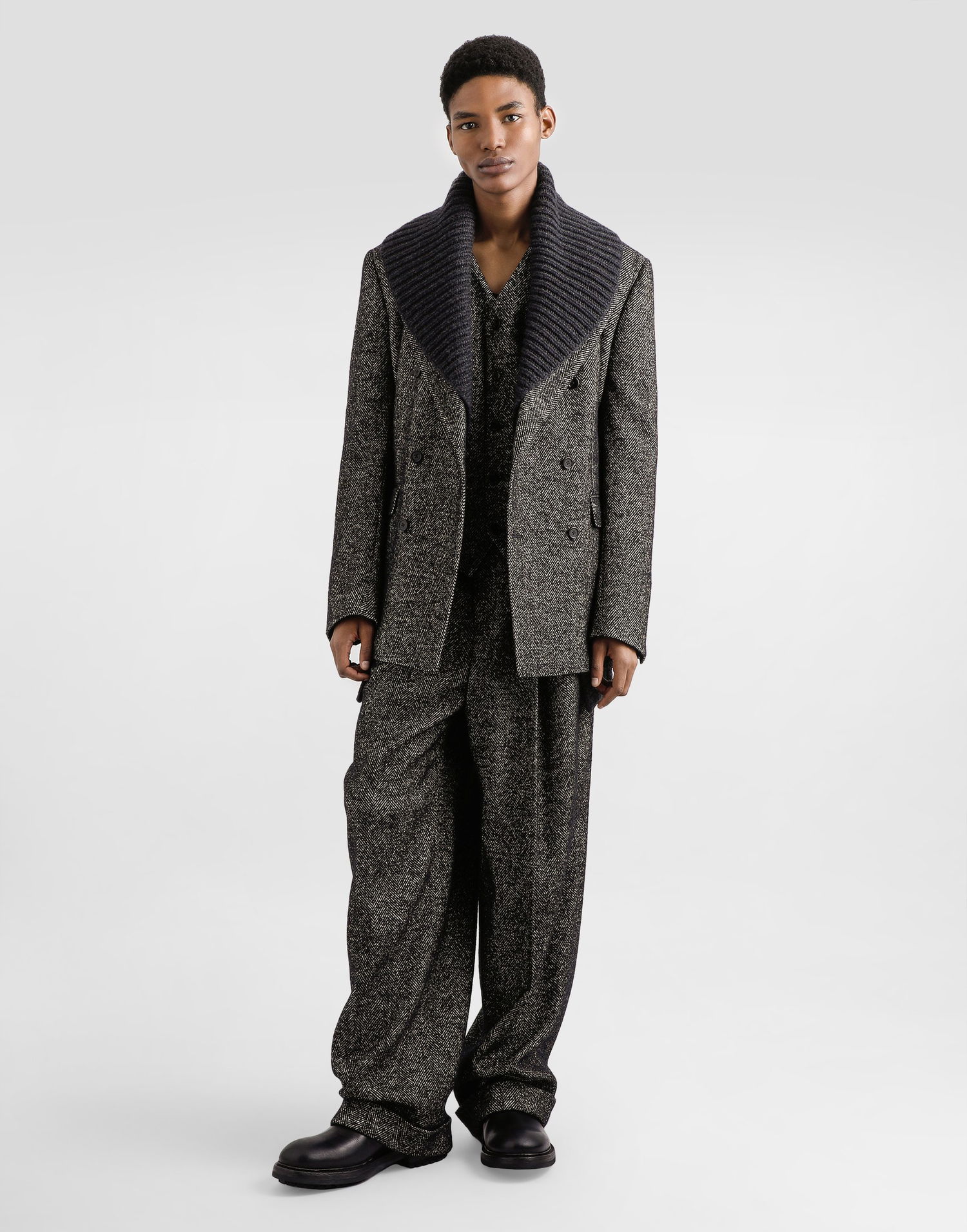 Панталони Dolce & Gabbana Dolce & Gabbana Chevron Wool Trousers Сиво | GP168TFCBAJS8030, 1
