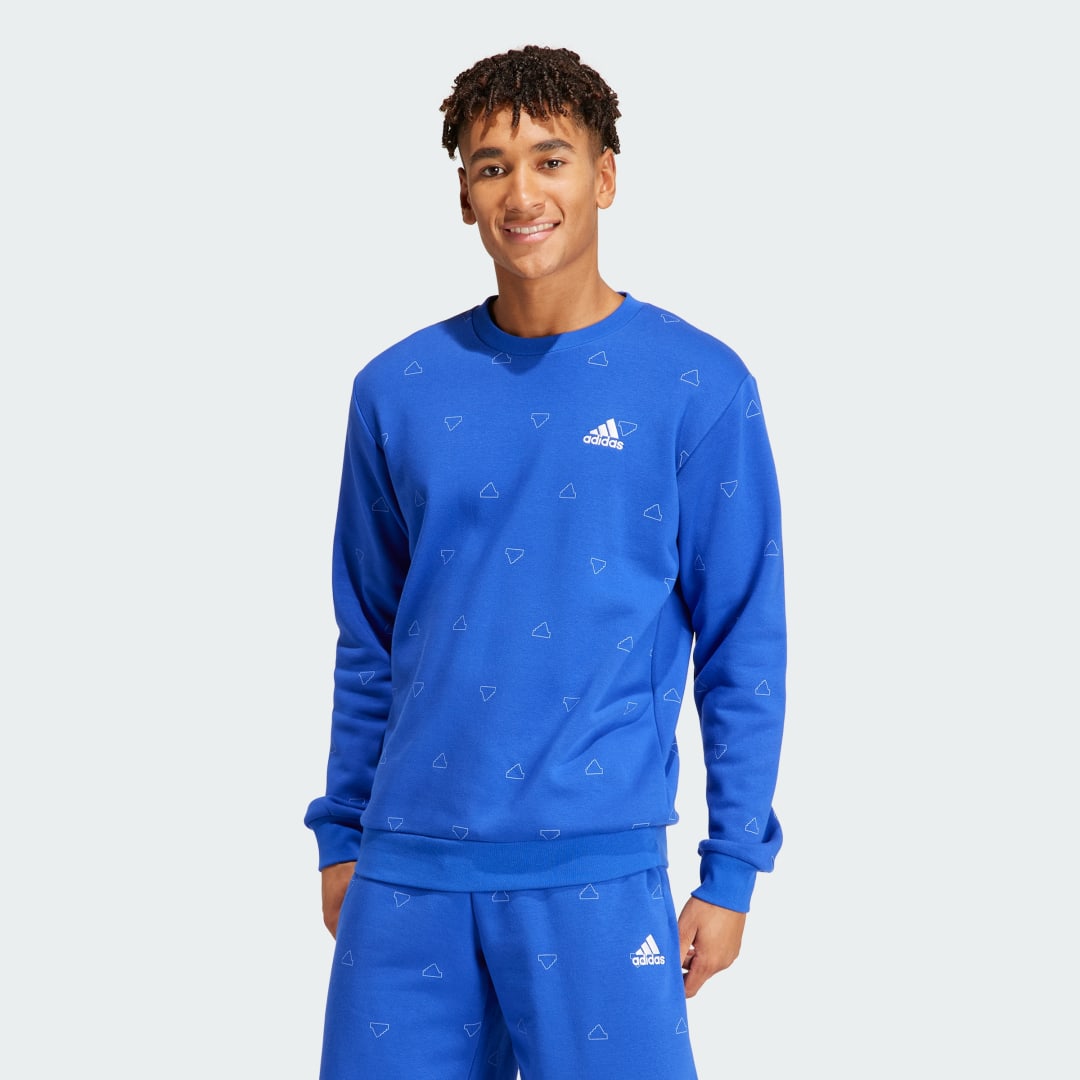 Суитчър adidas Performance Essentials Monogram Crew Sweatshirt Синьо | IU0287, 0