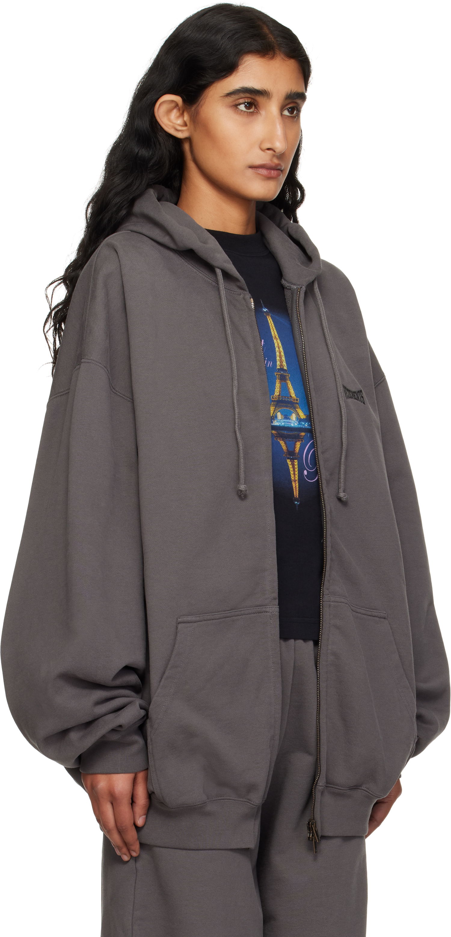 Суитчър VETEMENTS Vetements Oversized Zip-Up Hoodie Сиво | UH76ZU160M, 1