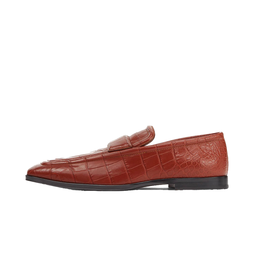 Кецове и обувки Bottega Veneta Croc-Effect Leather Loafer Кафяво | 651350V0G808840