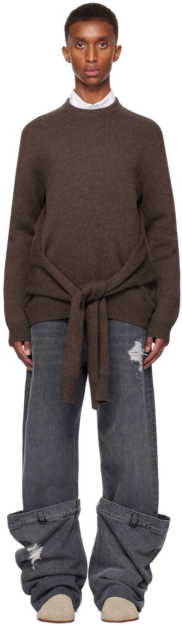 Пуловер JW Anderson JW Anderson Draped Tie-Front Sweater Кафяво | KW1263-YN0384, 0