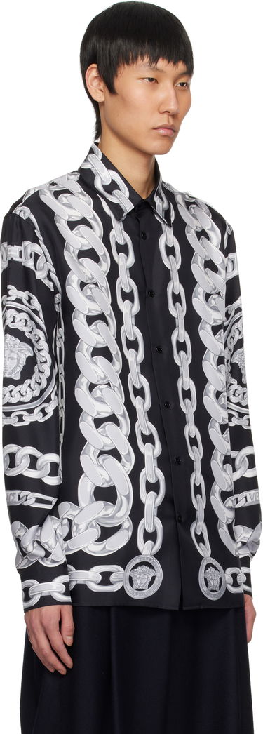 Риза Versace Versace Medusa Chains Silk Shirt Черно | 1019438_1A13397, 1