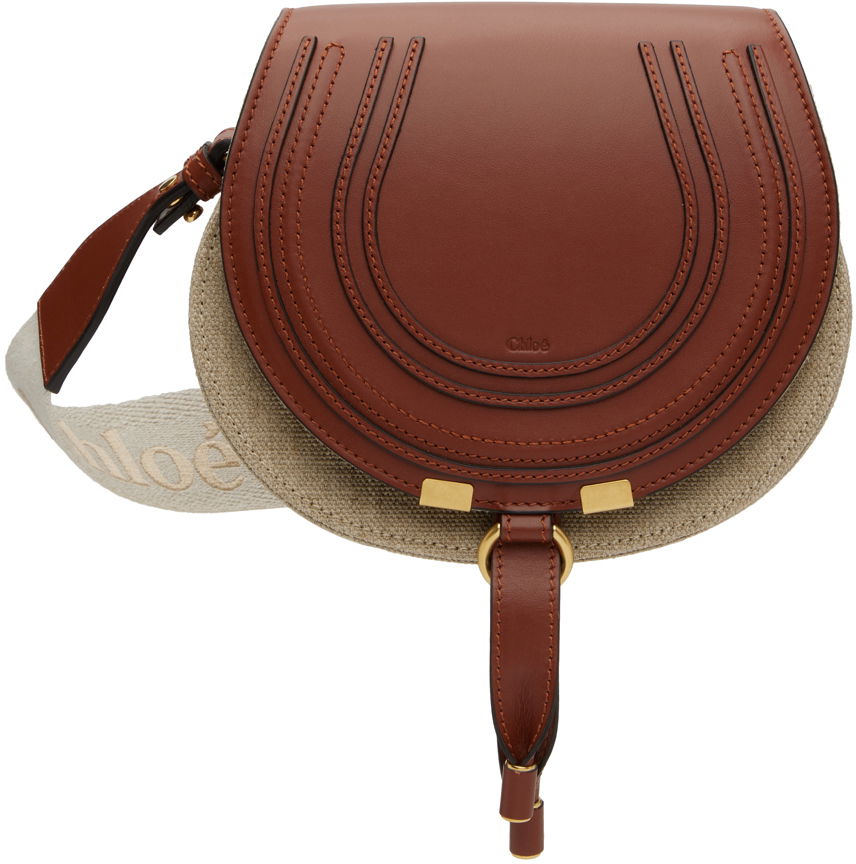 Чанта през рамо CHLOÉ Small Marcie Saddle Bag Кафяво | CHC24AS680N77, 0