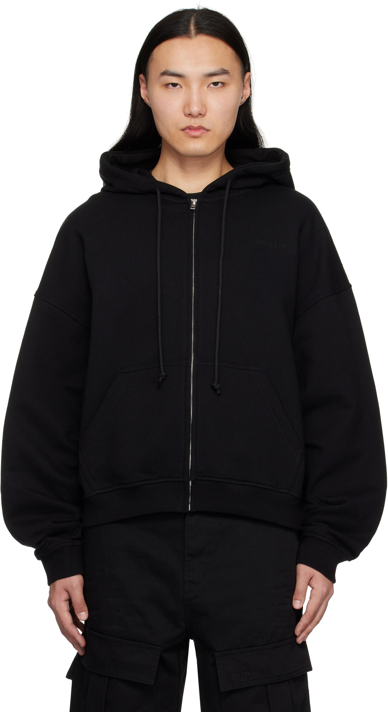 Суитчър We11done We11done Twin All Around Zip-Up Hoodie Черно | WD-TJ0-25-833-U-BK, 0