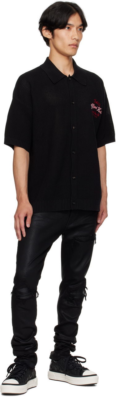Поло тениска AMIRI AMIRI 'Hollywood Auto' Mesh Polo Shirt Черно | AMKNIR1028, 3