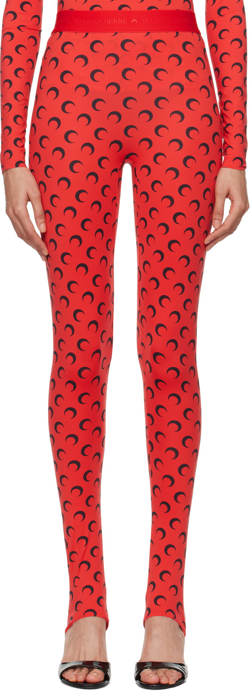 Клинове Marine Serre Stirrup Leggings with Moon Print Червено | WPA111A CJER0001