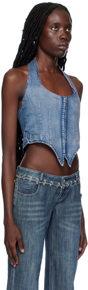 Потник Miaou Miaou Dani Denim Halter Corset Top Синьо | 7077SD4ECH, 1
