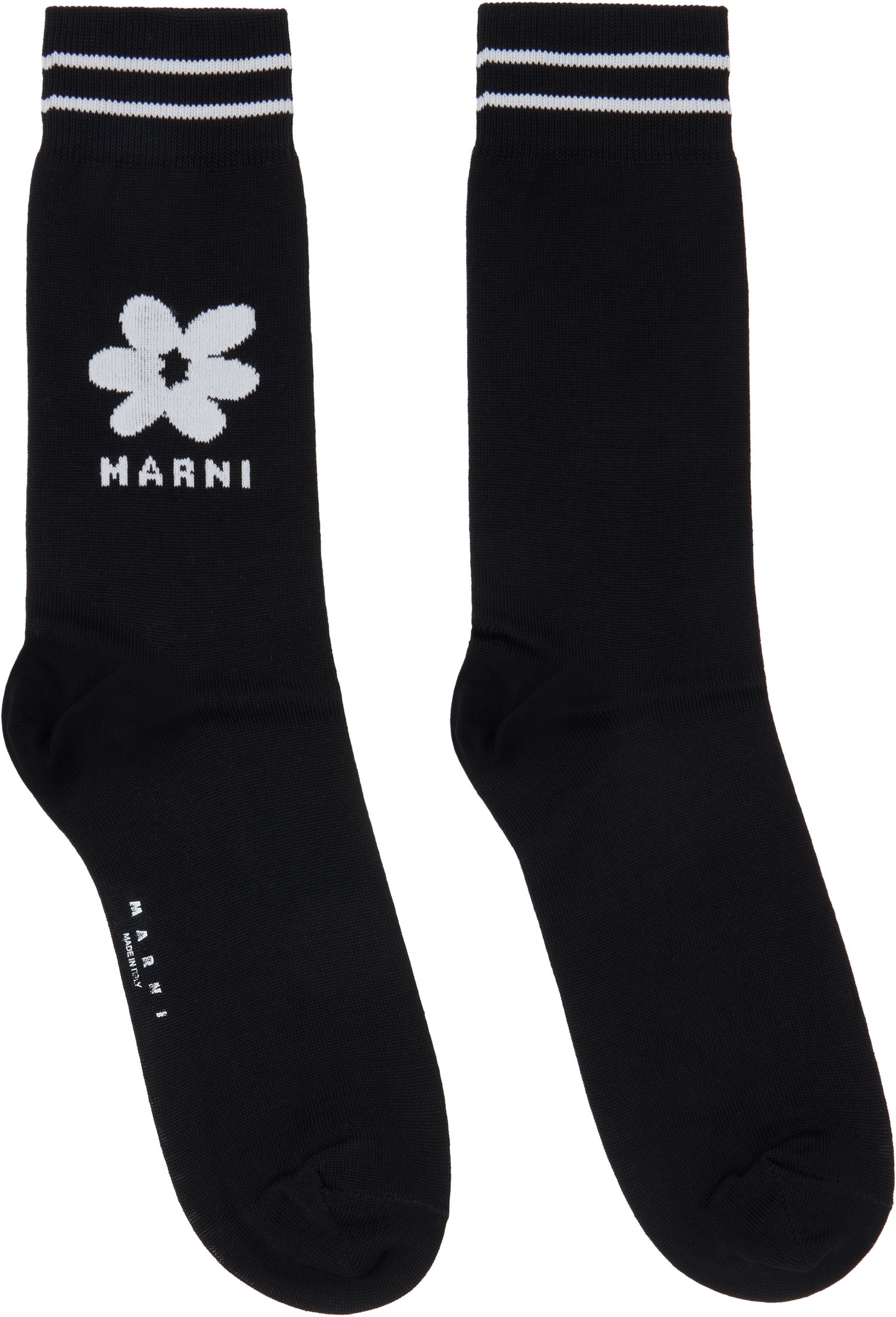 Чорапи Marni Jacquard Flower Socks Черно | SKZC0147Q0 UFC182, 0
