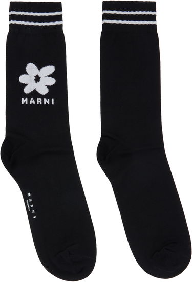 Чорапи Marni Jacquard Flower Socks Черно | SKZC0147Q0 UFC182, 0