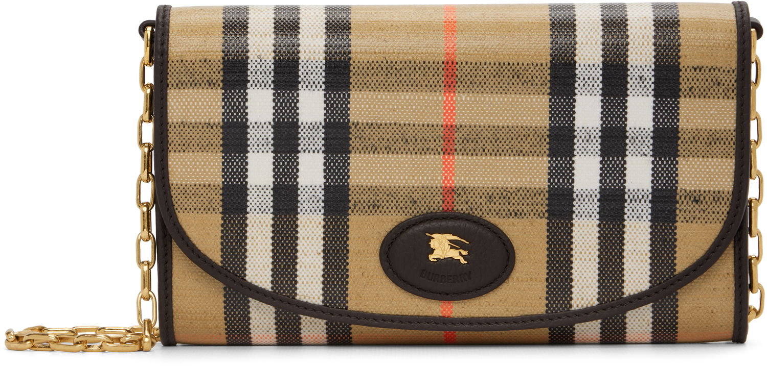 Портфейл Burberry Burberry Highlands Check and Leather Chain Wallet Бежово | 8112274, 0