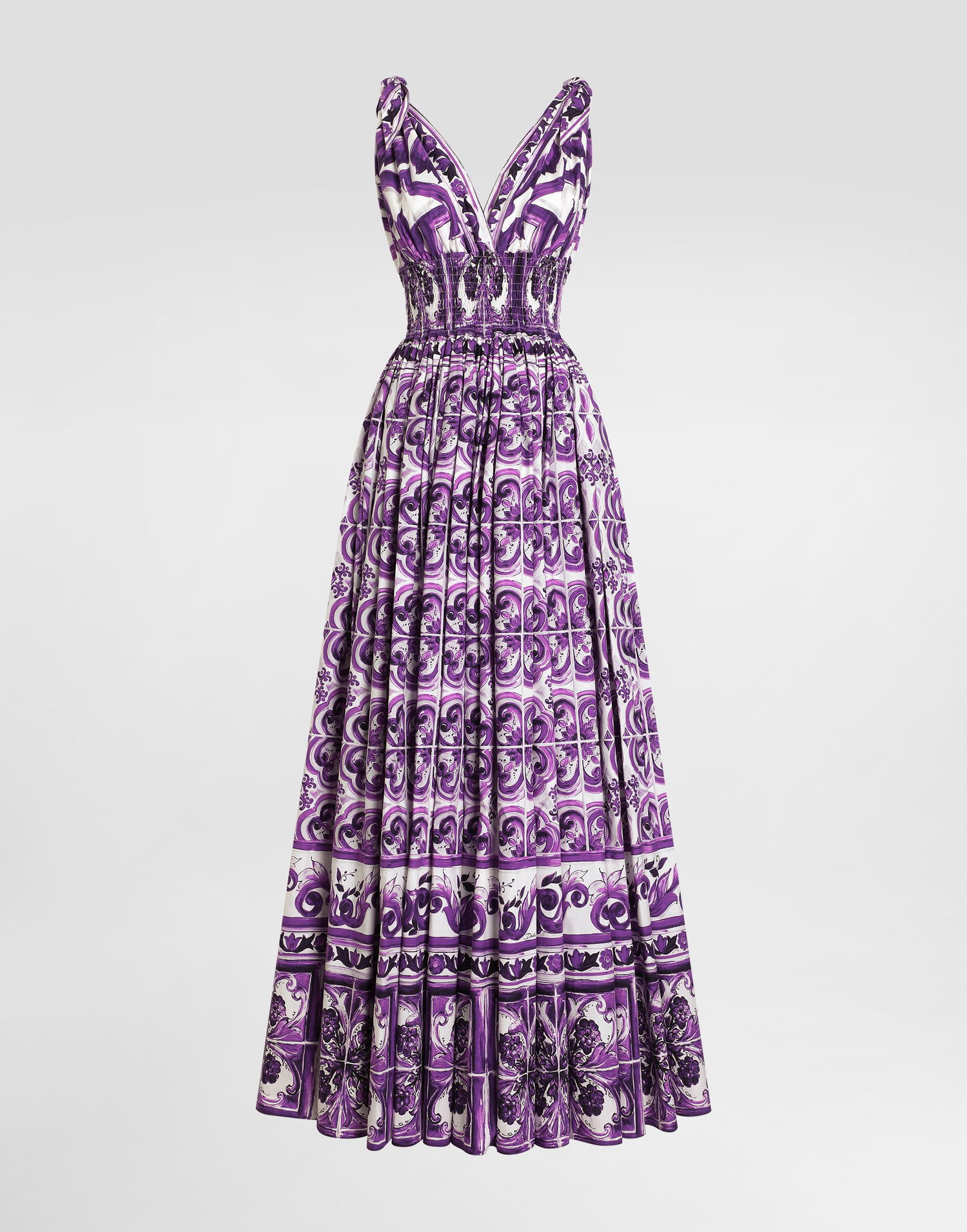 Pокля Dolce & Gabbana Dolce & Gabbana Majolica-Print Poplin Maxi Dress Лилаво | F6TYSTHH5ENIP3TN, 0