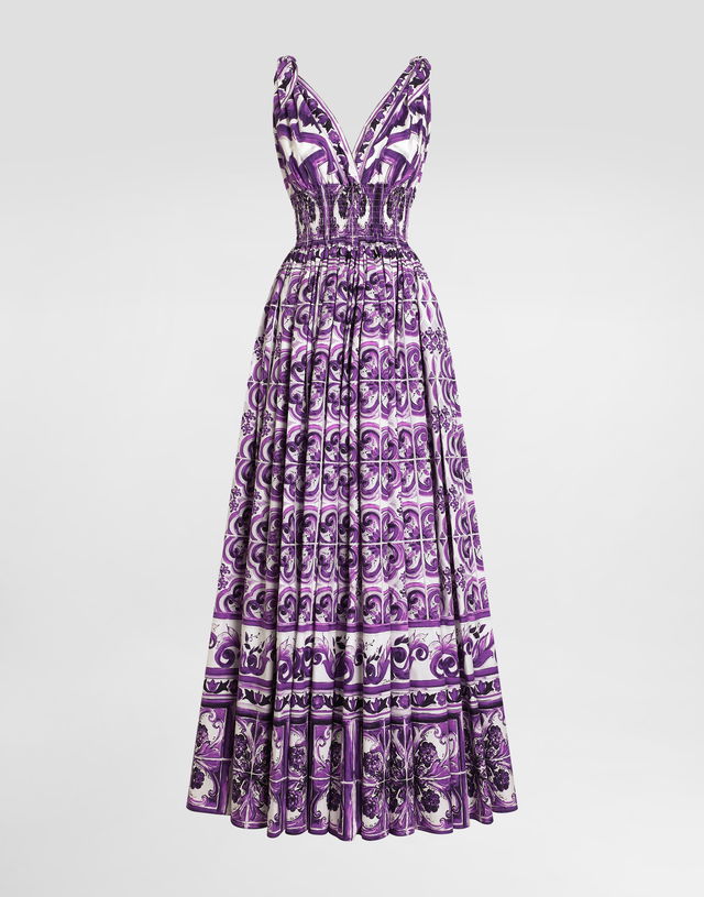 Dolce & Gabbana Majolica-Print Poplin Maxi Dress