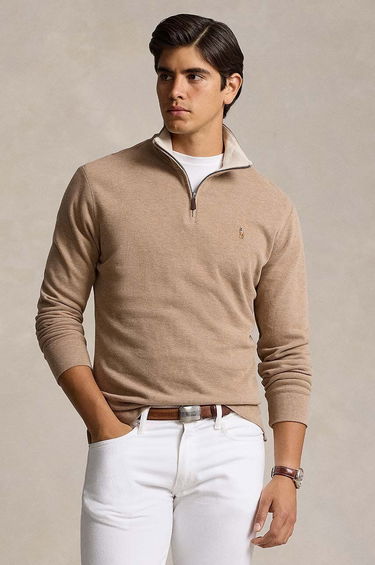 Суитчър Polo by Ralph Lauren Lightweight Cotton Quarter-Zip Sweater Бежово | 710877001, 0