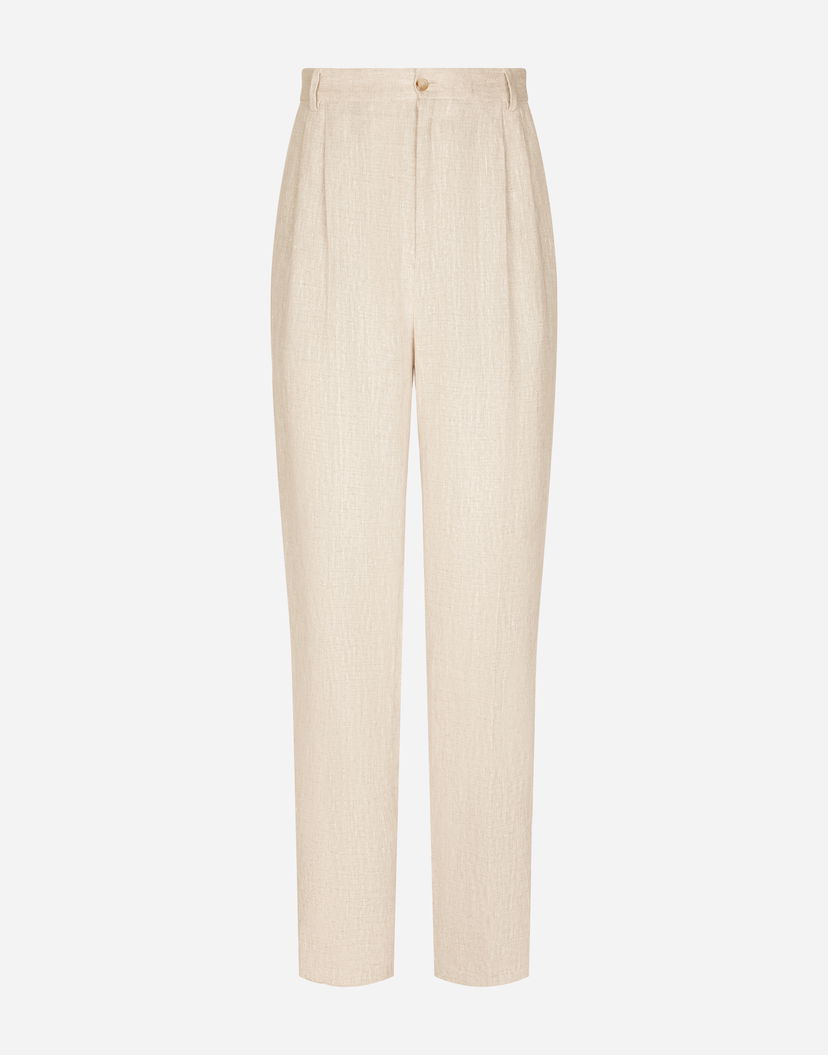 Панталони Dolce & Gabbana Beige Linen Blend Straight-Leg Trousers Бежово | GV1CXTFU4KJS8230