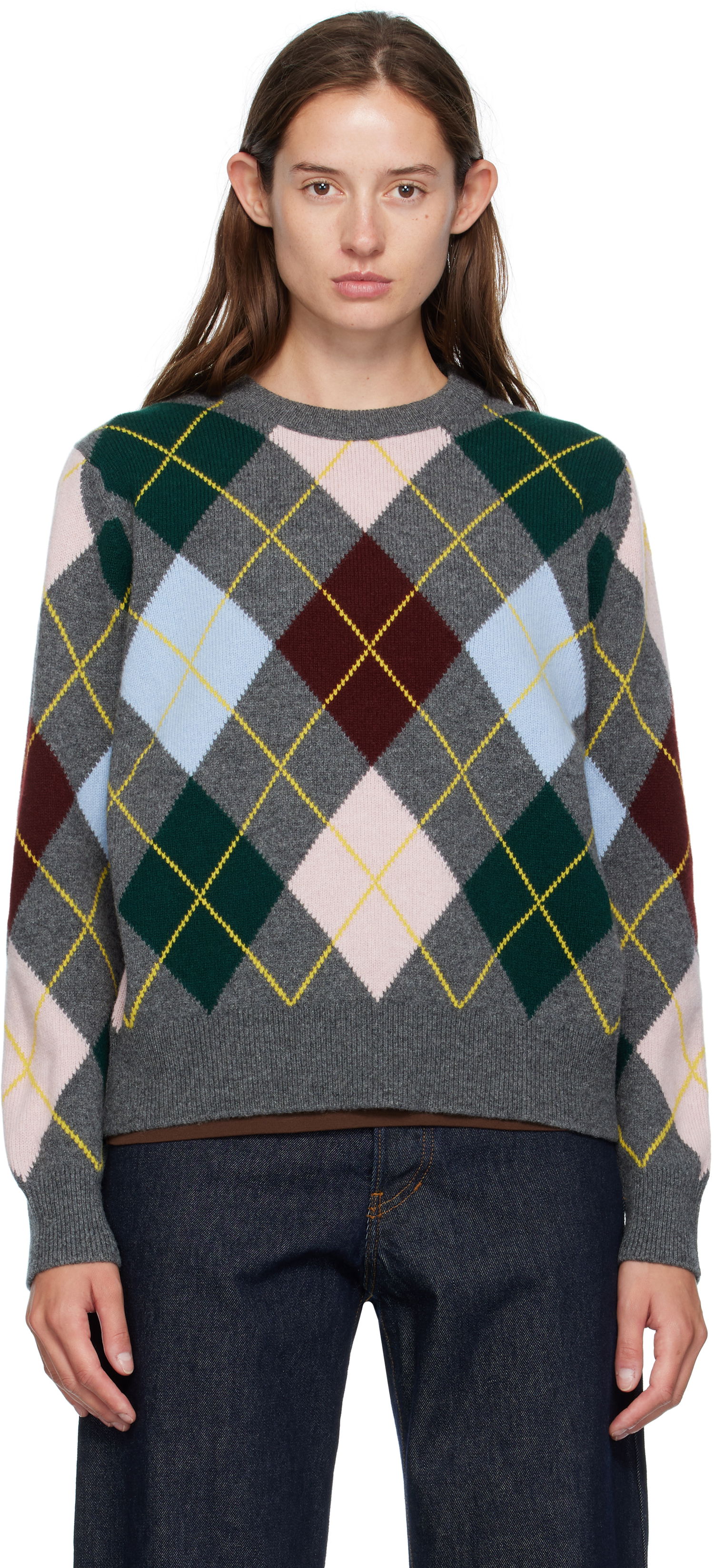 Пуловер &Daughter &Daughter Ava Argyle Crewneck Sweater Сиво | WL24205, 0