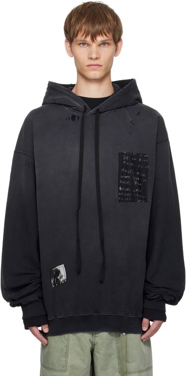 Суитчър Ann Demeulemeester Ann Demeulemeester Ollie High-Comfort Hoodie with Printed Patches Черно | B0013214-FA639-098, 0