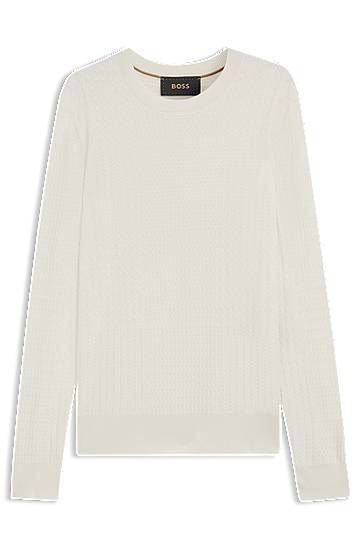 Пуловер BOSS Silk Sweater with Prince of Wales Check Бяло | 50543228