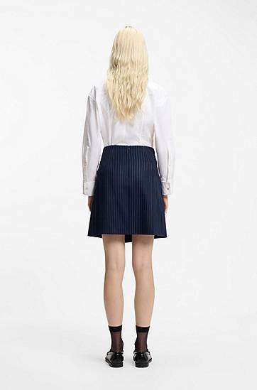 Пола BOSS Pinstripe Belted Asymmetric Mini Skirt Тъмно синьо | 50554460, 1