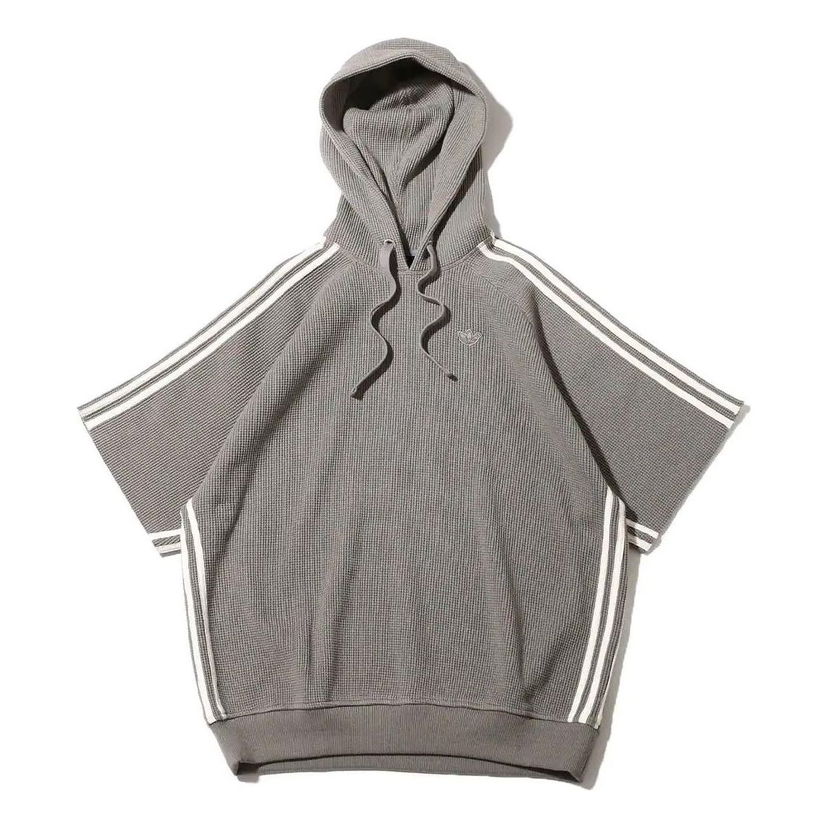 Суитчър adidas Originals Blue Version Waffle Short Sleeve Hoodie Сиво | HC3825