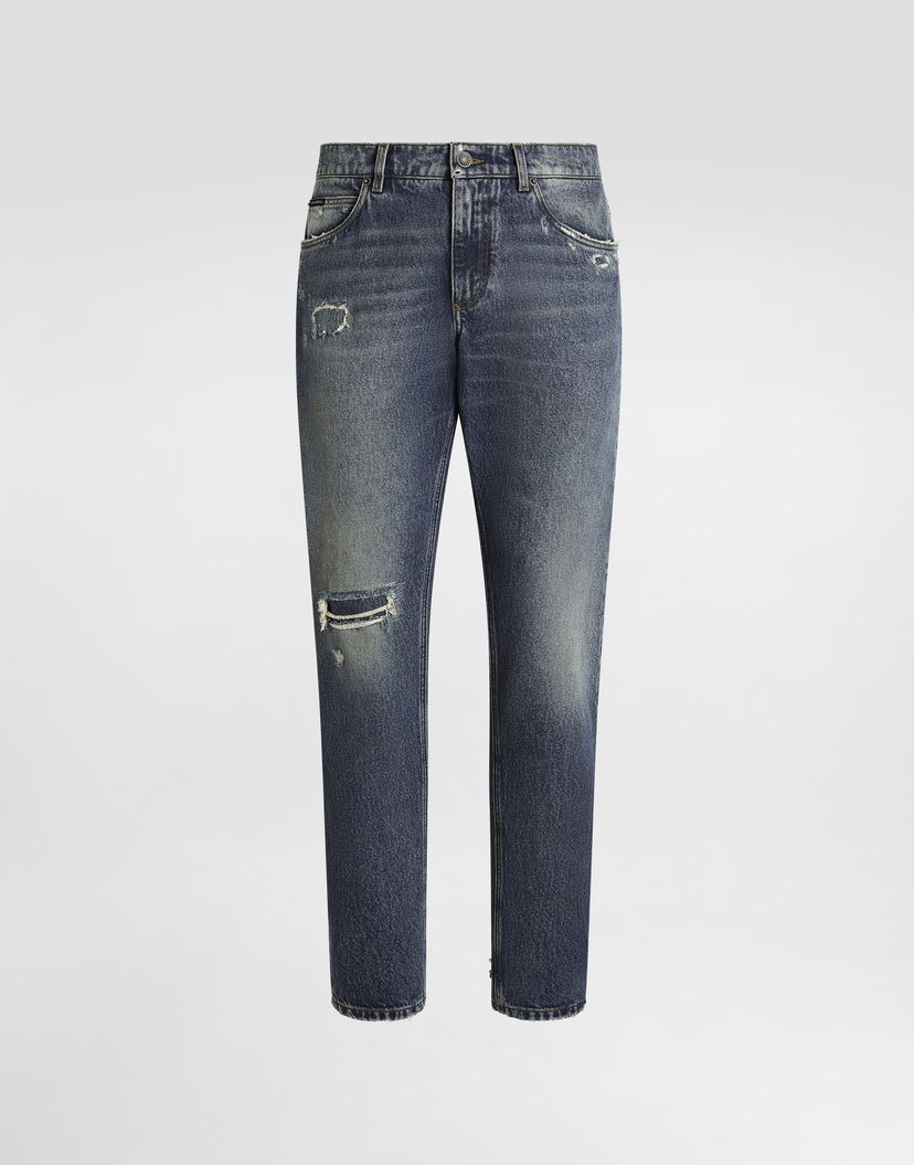 Дънки Dolce & Gabbana Dolce & Gabbana Regular Fit Distressed Jeans Синьо | GYJCCDG8NK1S9001