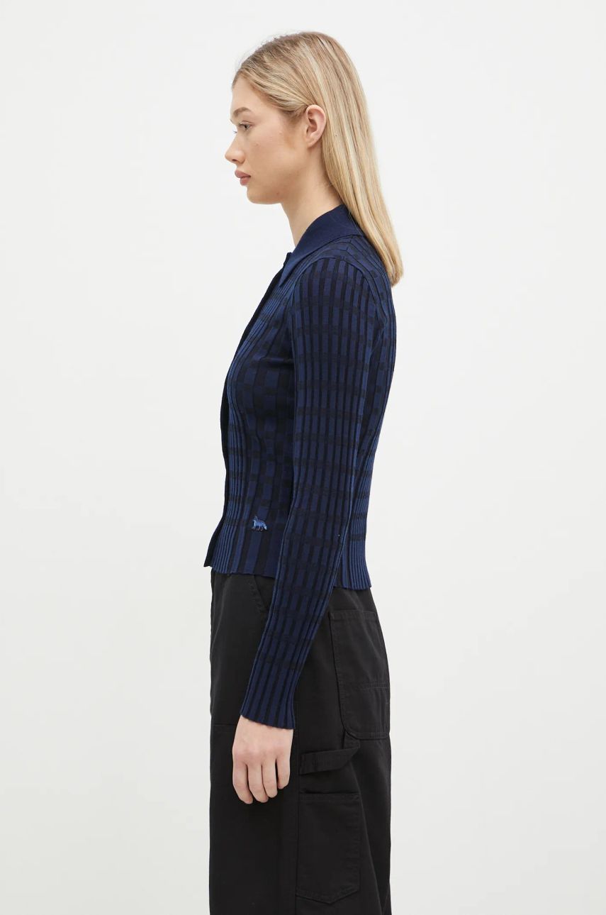 Риза MAISON KITSUNÉ Checked Wool Cardigan Синьо | NW00412KF0003, 1