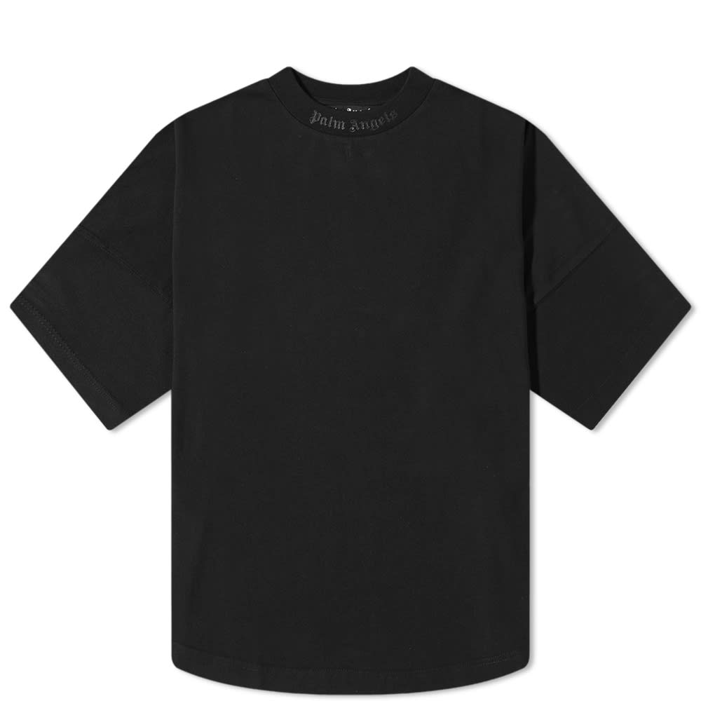 Тениска Palm Angels Oversized Mock Neck Glitter Logo Tee Черно | PMAA002F22JER0031010, 0