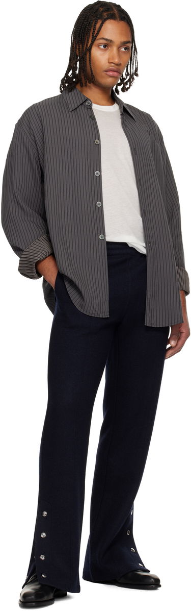 Панталони Givenchy Wool Cashmere 'GIVENCHY' Patch Drawstring Trousers with Snap Buttons Тъмно синьо | BM51N0312L410, 3