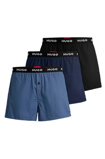 Боксерки BOSS HUGO Three-Pack of Cotton Boxer Shorts with Logo Waistbands Тъмно синьо | 50532565, 0