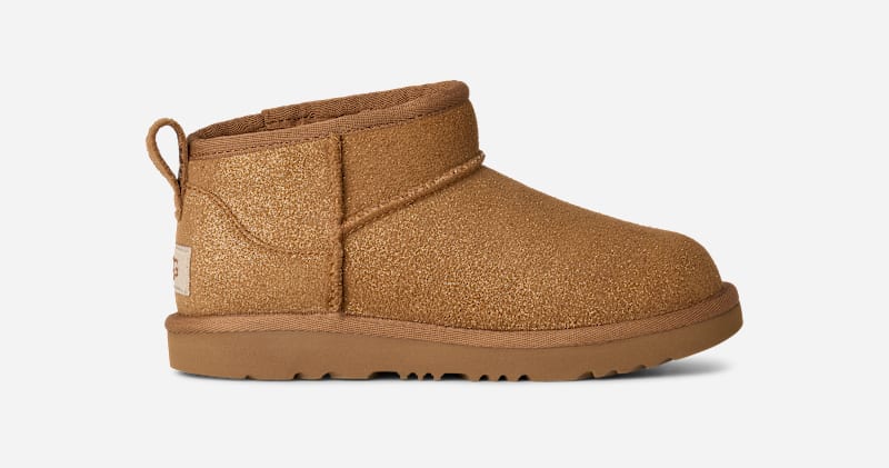 Кецове и обувки UGG Classic Ultra Mini Dazzle Boot Suede Кафяво | 1171291K-CHE