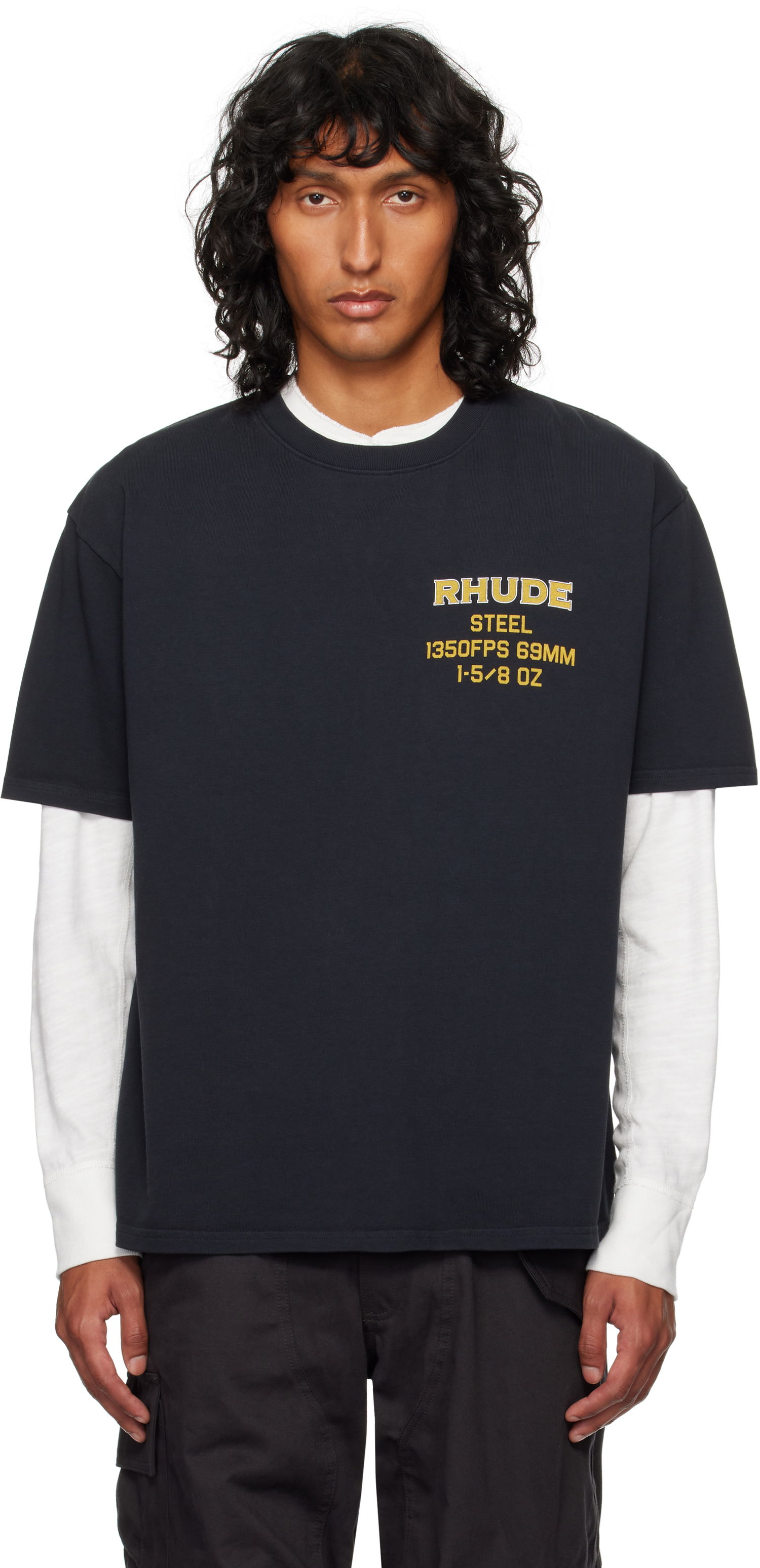 Тениска Rhude Steel Print T-Shirt Черно | RHFW24TT30012, 0
