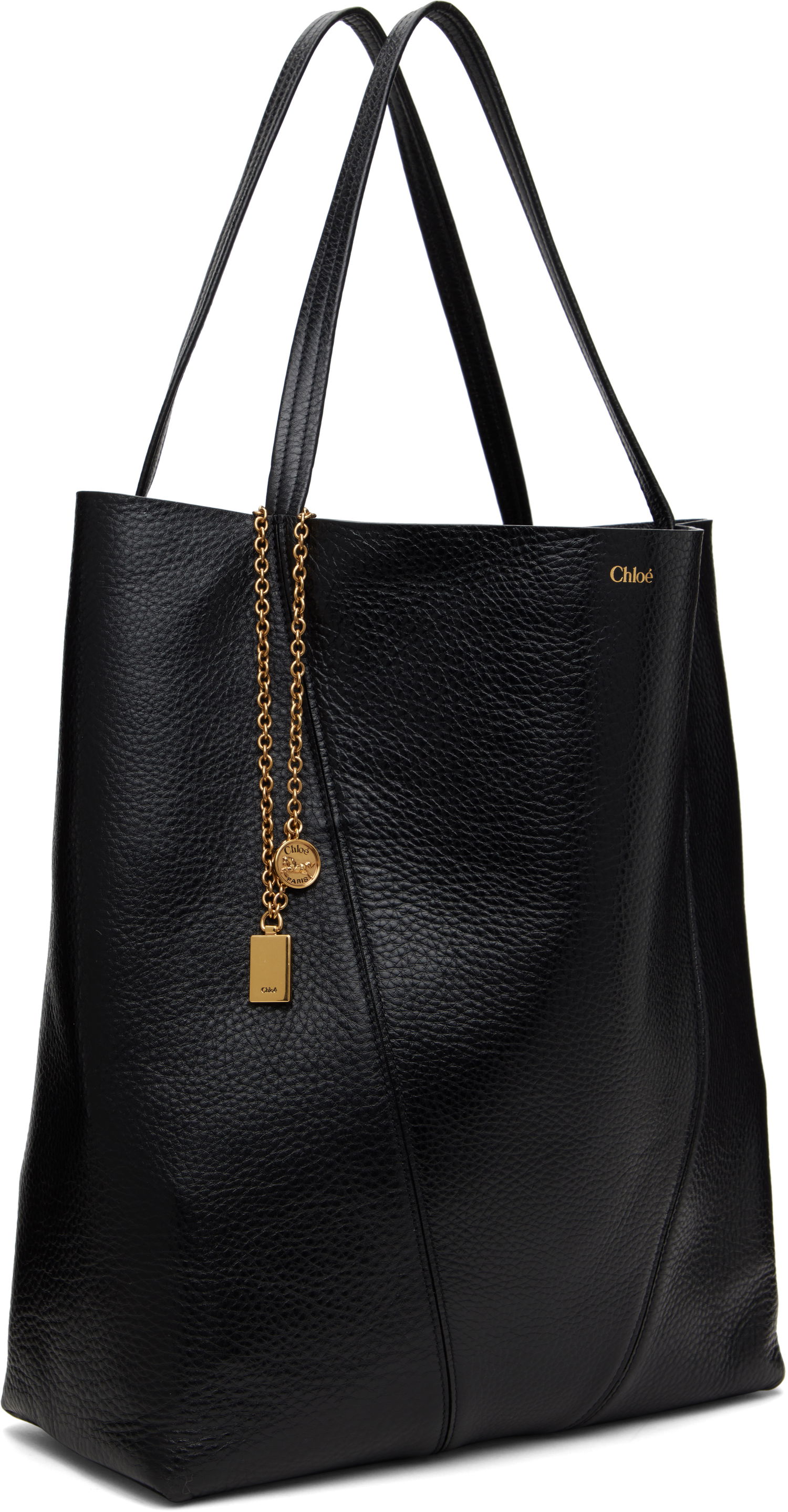 Голяма пазарска чанта CHLOÉ Chloé 'Spin' Large Tote Черно | CHC25SS810N84, 1