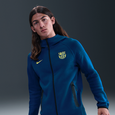 Яке Nike F.C. Barcelona Tech Windrunner Fourth Football Fleece Full-Zip Jacket - Cotton/Polyester Синьо | FZ1274-432, 0