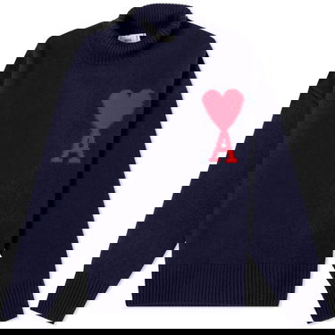 Пуловер AMI Large A Heart Roll Neck Knit Тъмно синьо | UKS406-018-4005, 0