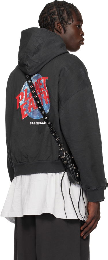 Суитчър Balenciaga Balenciaga 'Planet Earth' Zip Hoodie Черно | 803264TRVD11055, 2