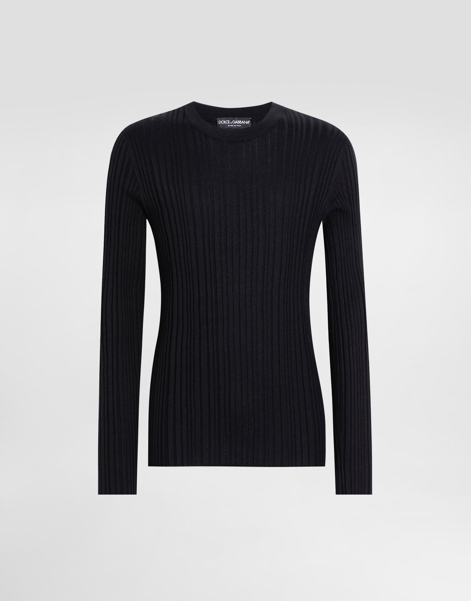 Пуловер Dolce & Gabbana Dolce & Gabbana Silk and Cotton Ribbed Pullover Sweater Черно | GXXAFTJAMVCN0000, 0