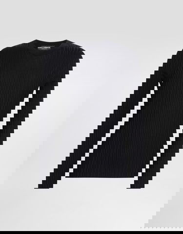 Пуловер Dolce & Gabbana Dolce & Gabbana Silk and Cotton Ribbed Pullover Sweater Черно | GXXAFTJAMVCN0000, 0