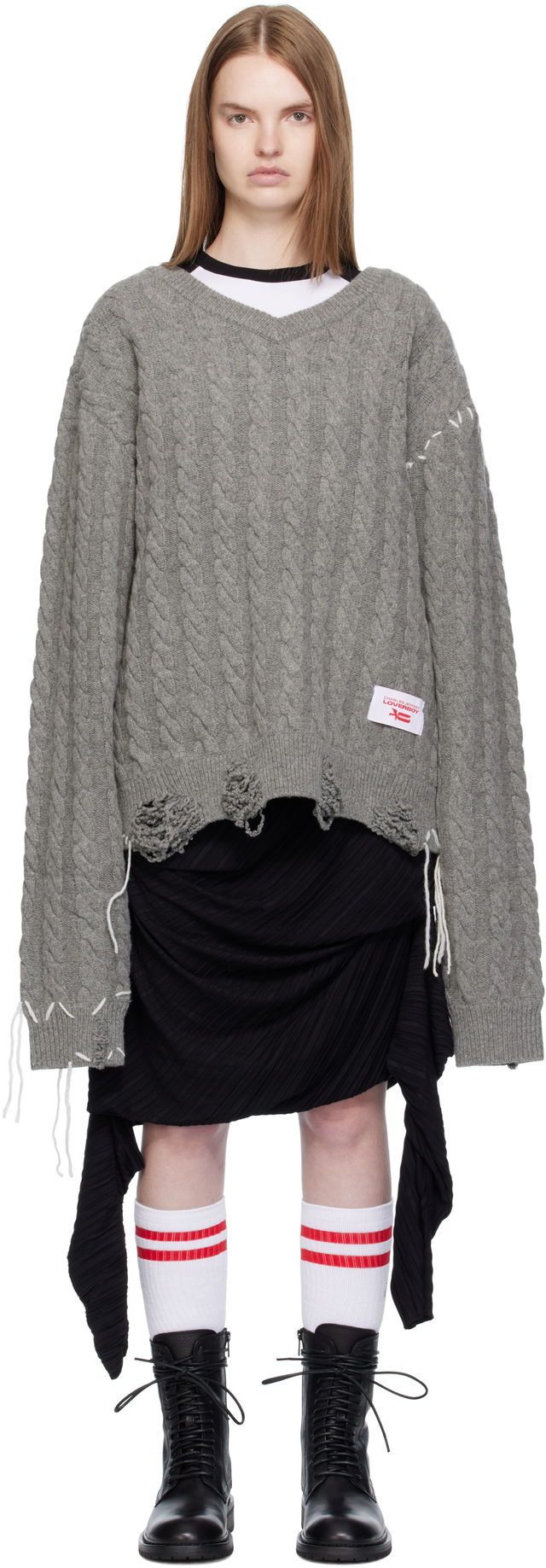 Charles Jeffrey LOVERBOY Label Cable Knit Sweater