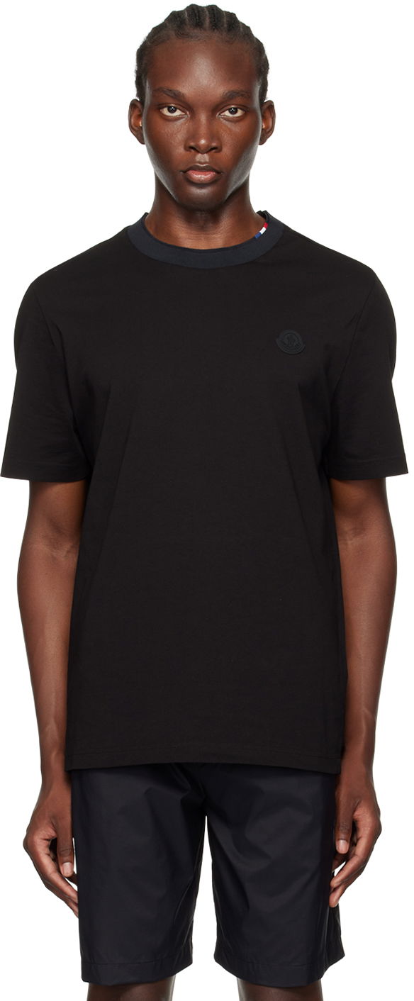 Тениска Moncler Black Logo Patch T-Shirt Черно | J20918C00027829H8, 0