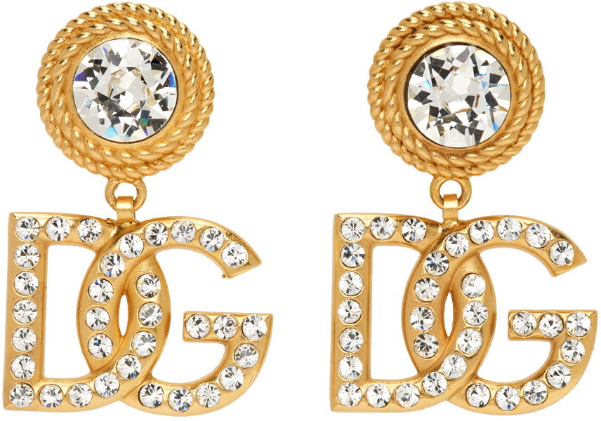 Обеци Dolce & Gabbana Gold Crystal Logo Earrings Металик | WEN6L3 W1111, 0