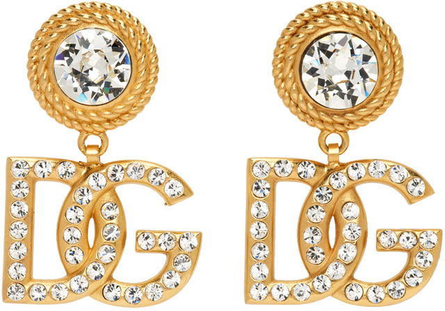 Gold Crystal Logo Earrings