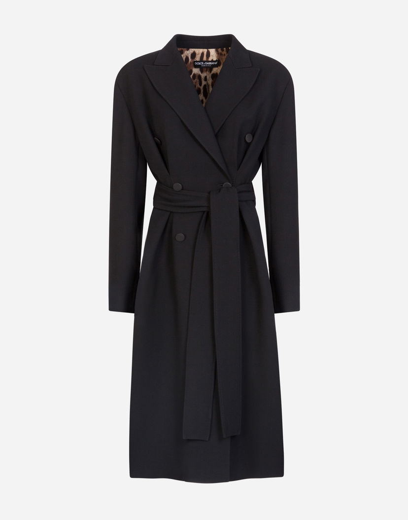 Палта Dolce & Gabbana Belted Double-breasted Crepe Coat Черно | F0AC0TFU3QEN0000