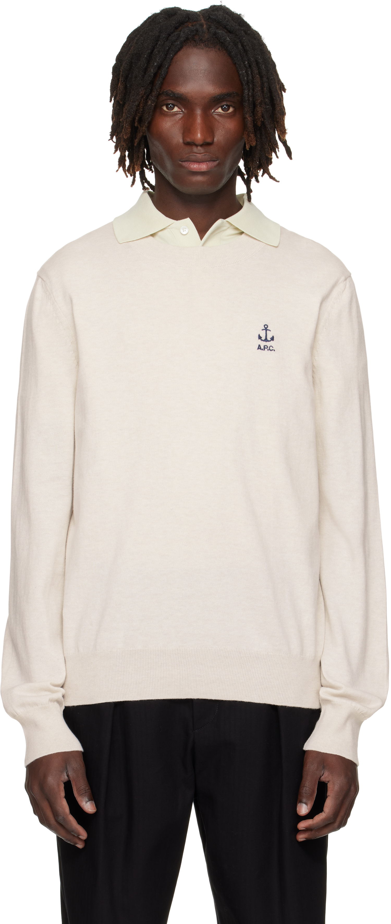 Пуловер A.P.C. A.P.C. Gabin Anchor Logo Knit Sweater Бежово | COGDK-H23412, 0