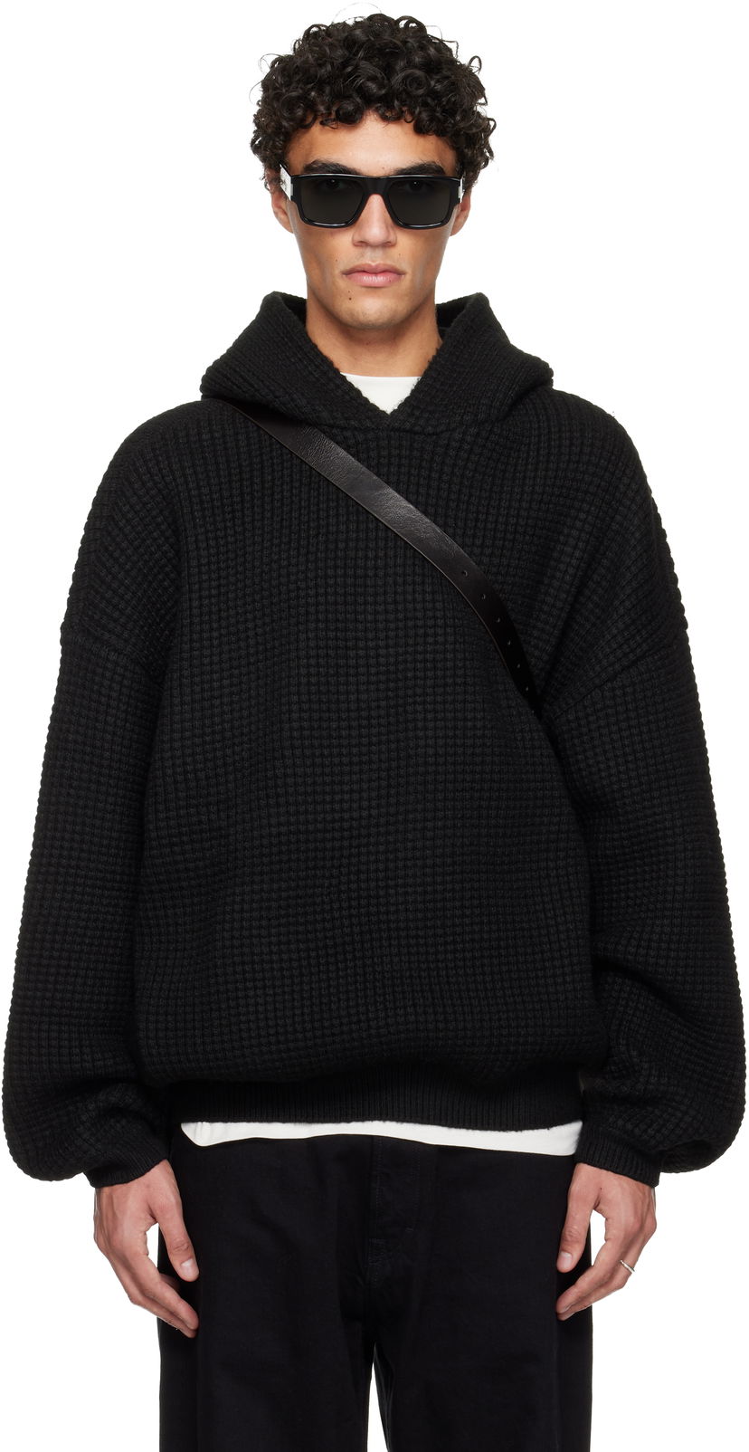 Суитчър Fear of God ESSENTIALS Holiday Heavy Waffle 90s Hoodie Черно | 192HO254361F