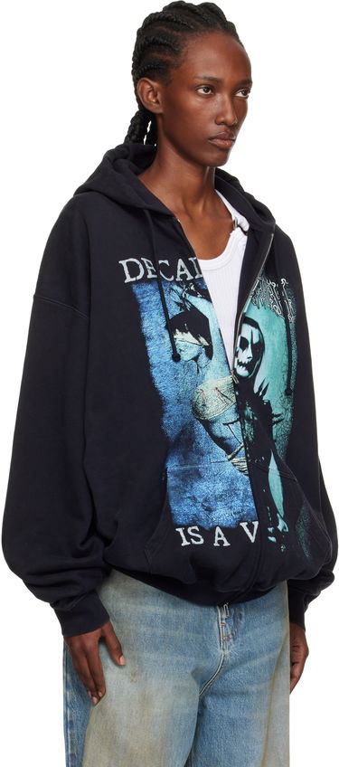 Суитчър VETEMENTS Vetements Cradle of Filth Cut-Up Oversized Zip-Up Hoodie Черно | UCF76ZU950BB, 4